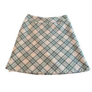 Talbots Wool Blend Skirt Size 10 Gray Blue Plaid Tartan Y2K 90s Clueless